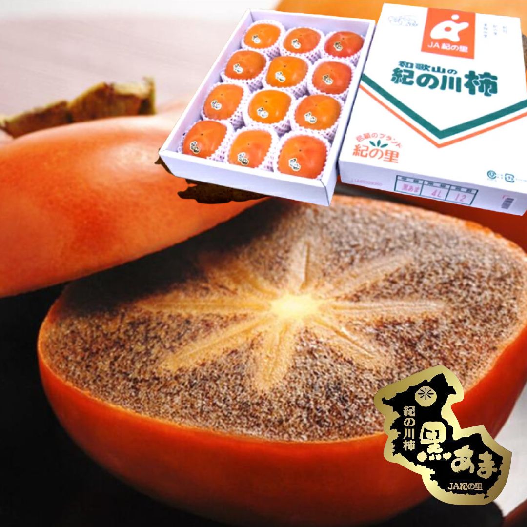 Big Size Kinokawa Persimmon "KUROAMA", Premium sweet persimmon from Japan’s finest growing region, (size 4L 2pcs, Gift Box) | Delivery: 21th-22th Nov