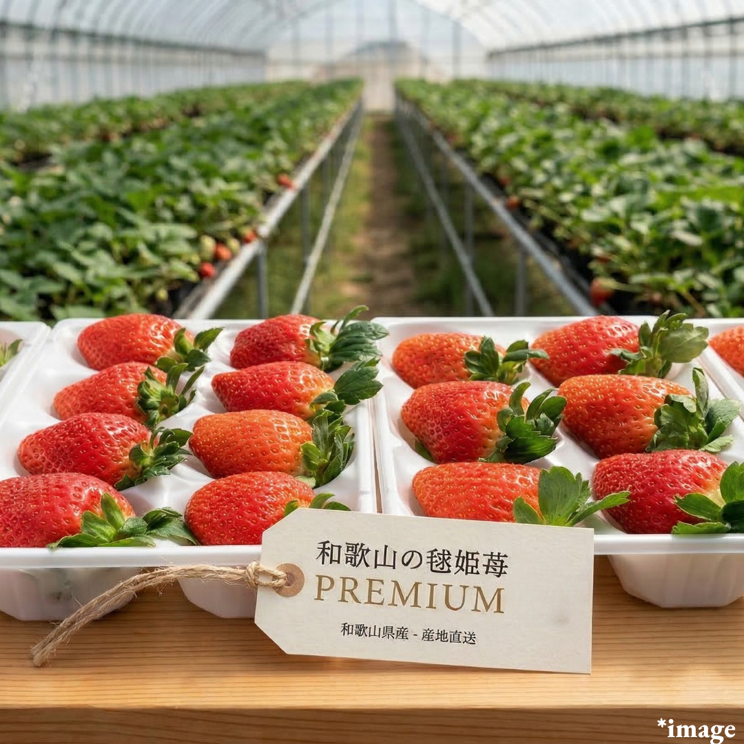 ”Marihime from Kawaguchi Farm”, Wakayama’s premium strawberry, known for its rich sweetness, large size, and vibrant red colour, Approx.500g+(2packs) | Delivery: 3rd - 4th Apr - TFD (Tokyo Fresh Direct)