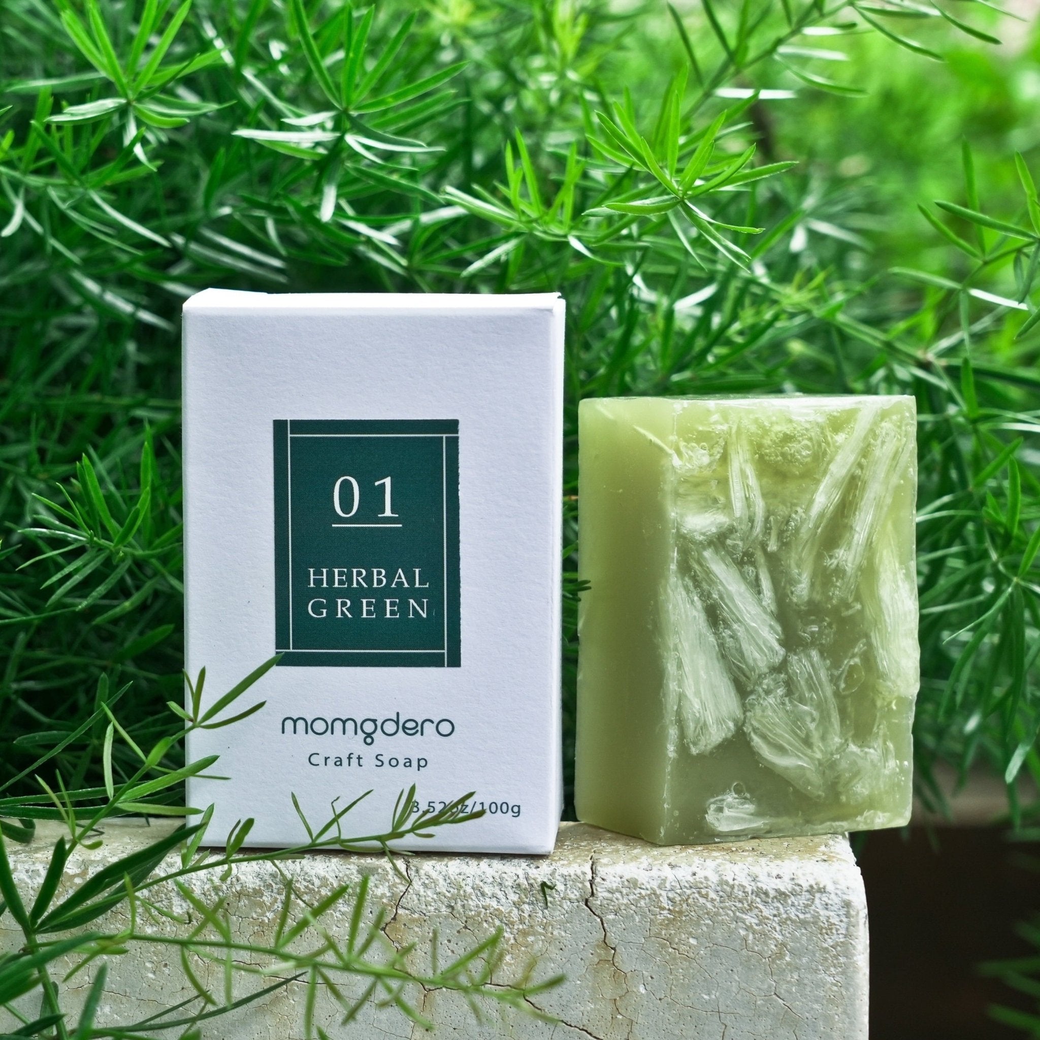 【Natural origin, for sensitive skin.】MOMGDERO Craft Soap Herbal Green HB - Tokyo Fresh Direct