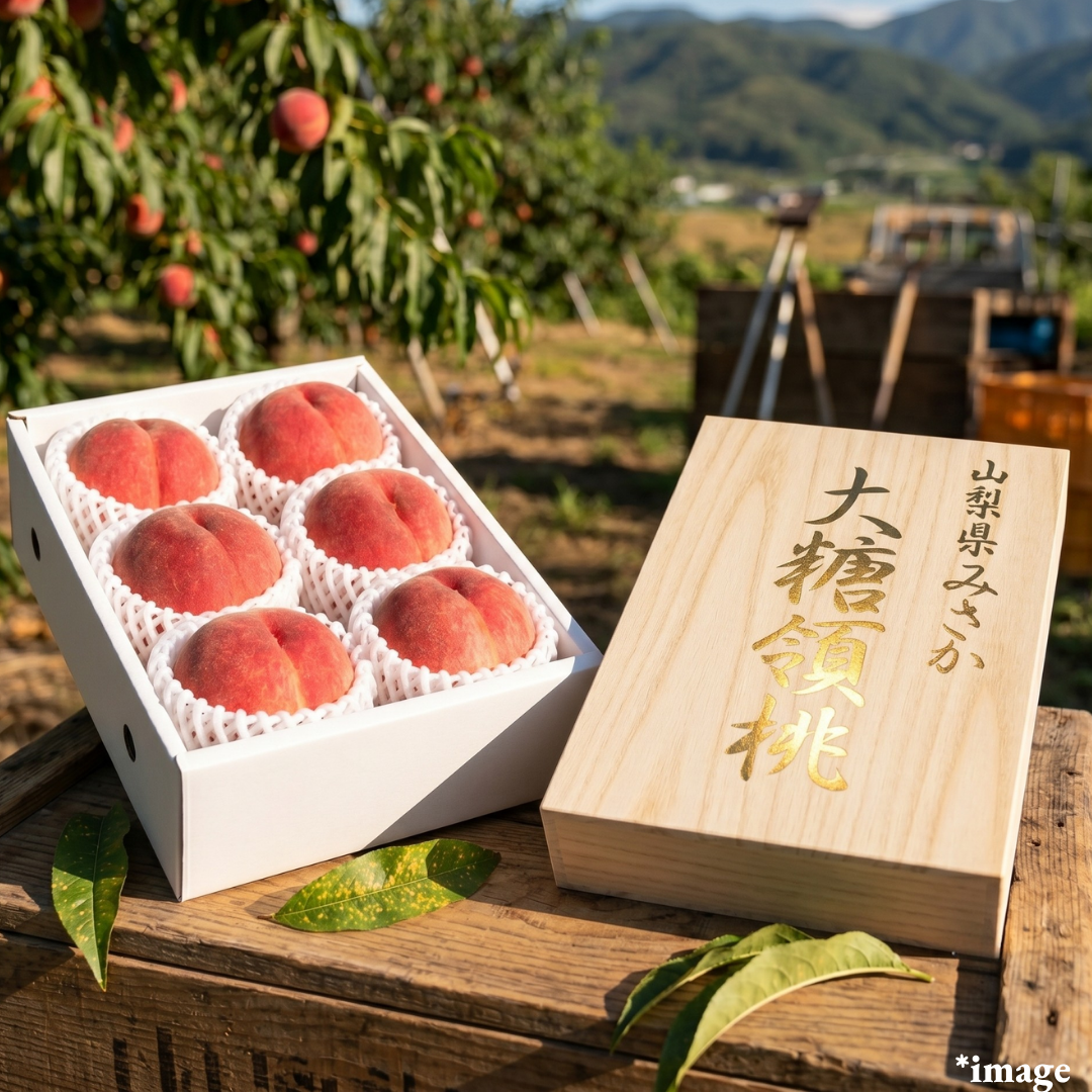 "Daitoryo (Giftbox/2L-size/Top Grade)", Top Brand Peach with Brix 12°+ from Yamanashi, Approx.1.8kg(6pcs),[Limited 20 Availability] | Delivery: 17th~25th Jul
