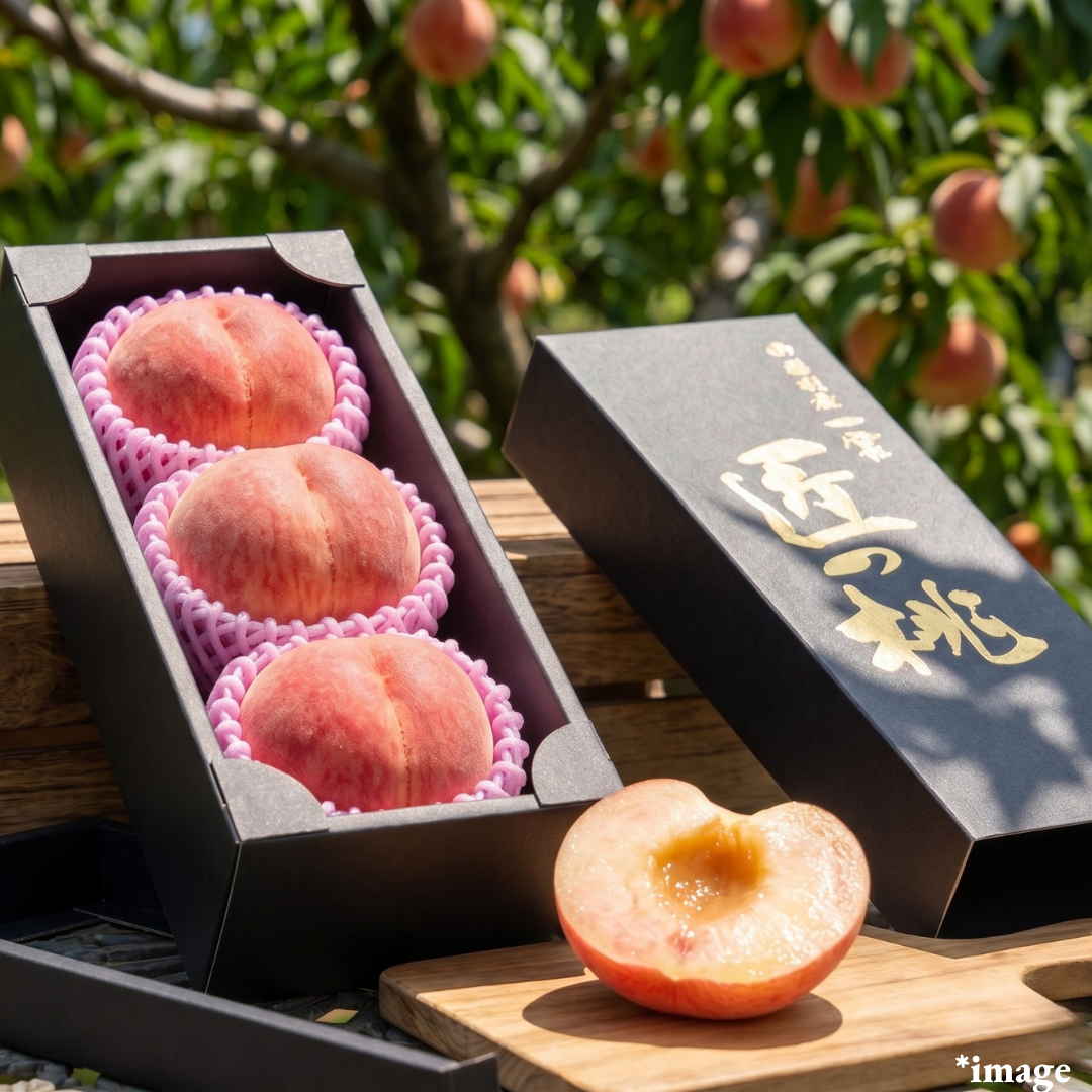 Yamanashi Takumi Series “Hikawa-Hakuho(Giftbox/2L-size/Top Grade)”,Premium Brand Peaches Meeting Strict Quality Standards with 13°+ Brix Sweetness, Approx.1kg(3pcs) | Delivery: 26th-27th Jun