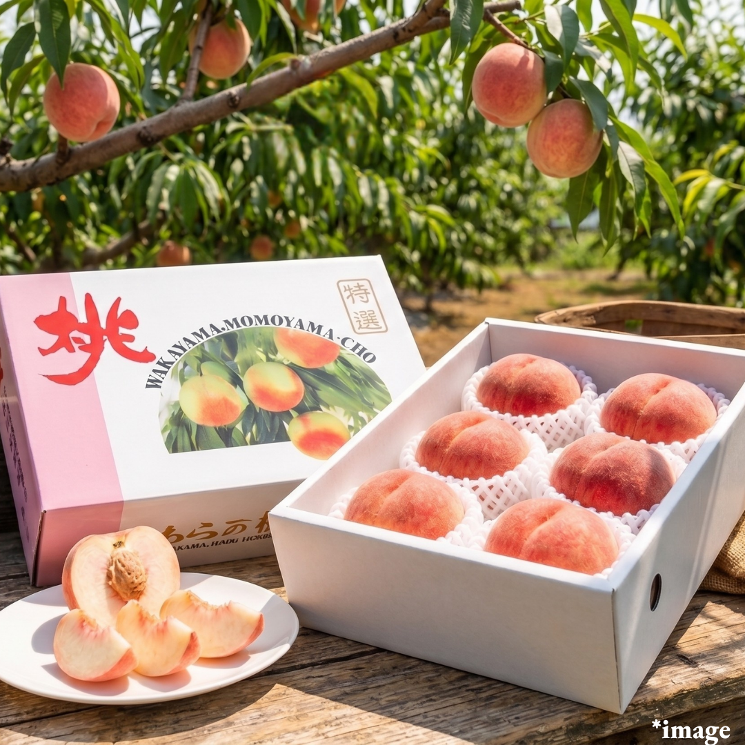 "Arakawa Peach (Giftbox/L~2L-size/Top Grade)", Peach-Mountain Heritage Branded Peach, 400 Years of Silky Sweetness, Floral Aroma, Approx.2kg | Delivery: 17th~18th Jul