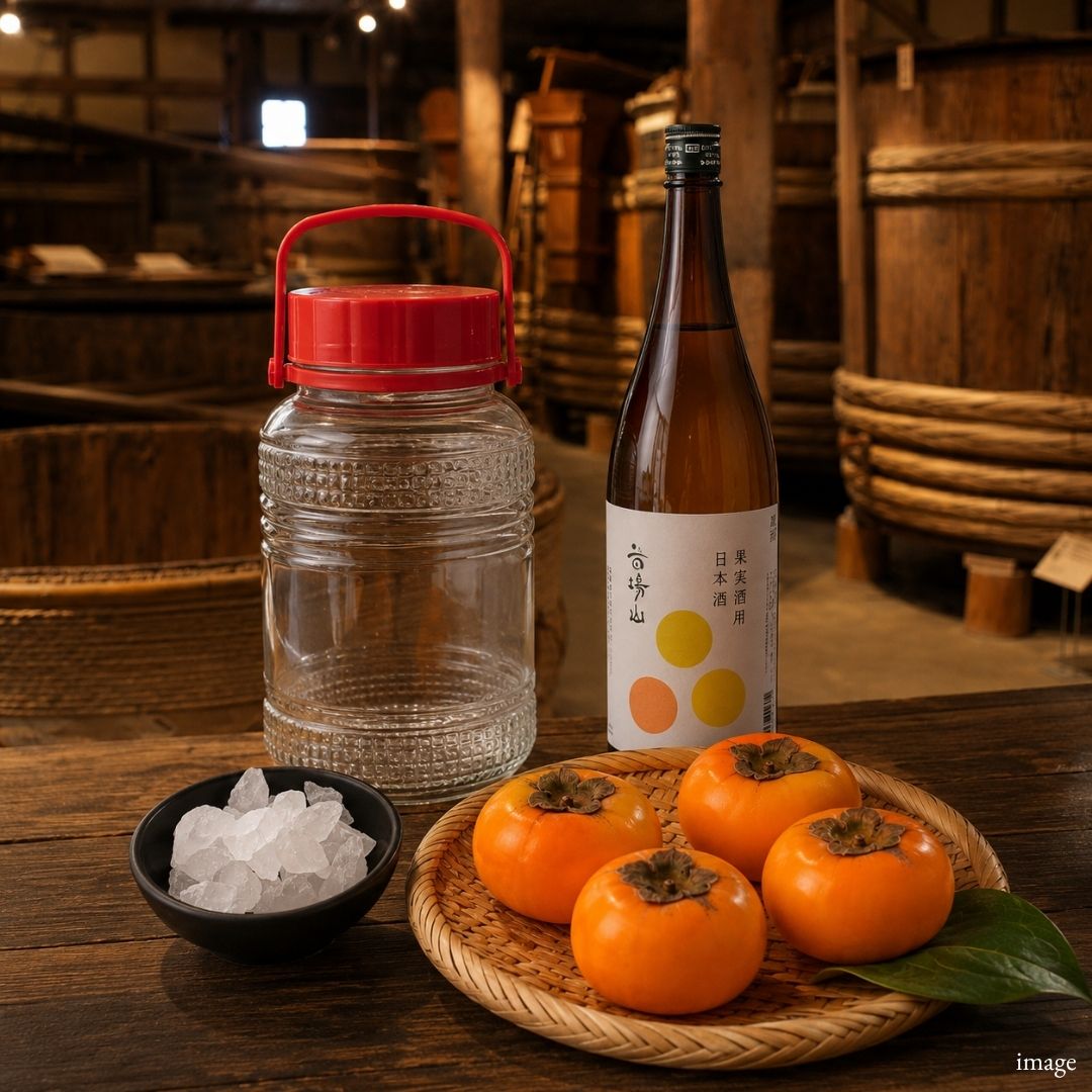 Seasonal Japanese Persimmon Fruit Liqueur Making Kit with Sake – Craft Your Own Kaki-shu at Home | Fresh Japanese Persimmons | Limited Autumn Season | Delivery: 18th-25th Sep