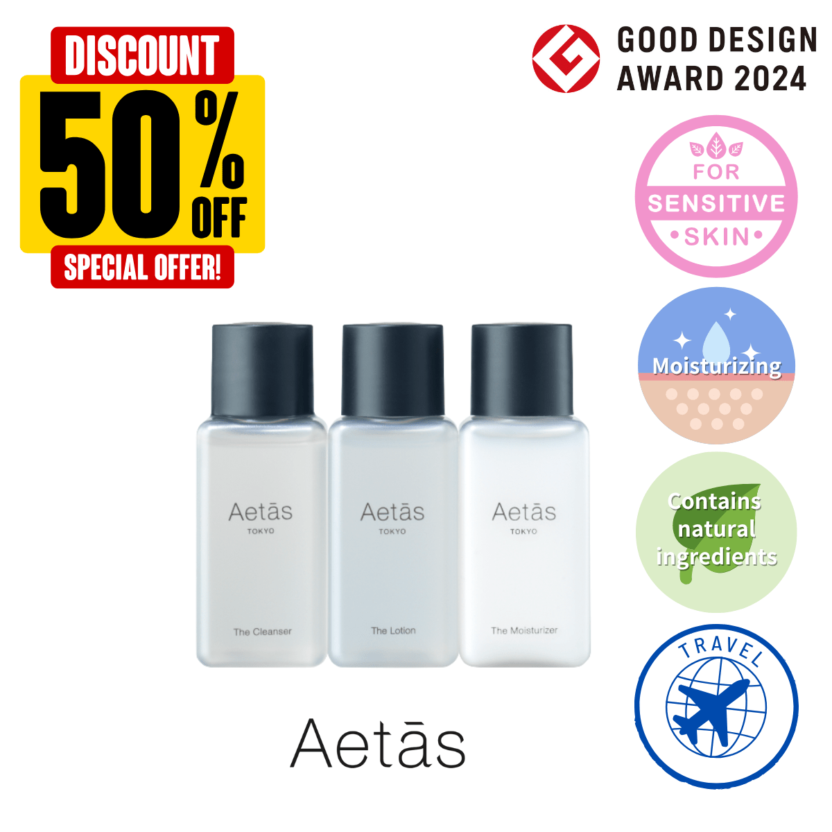 50%OFF[Special packaging for trial or travel pack] The Skincare Set(20ml *3 bot)　Aetās - Tokyo Fresh Direct