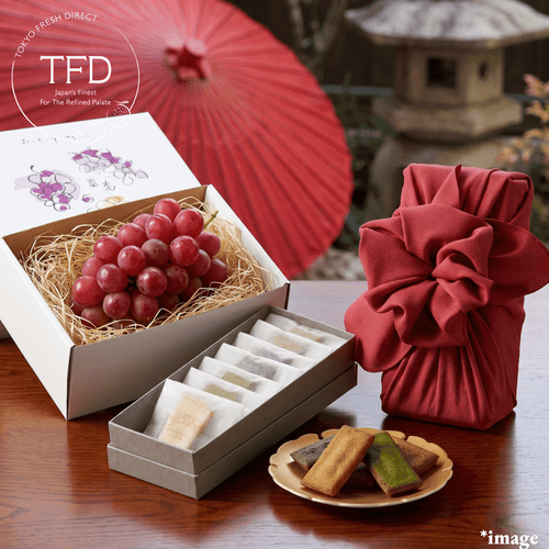 "A Red Gift to Taste Japan’s Elegant Heritage" Queen Rouge Grape & Kyoto Furoshiki Financier Gift Set [limited to 10sets] | Delivery: 14th~22th Aug - TFD (Tokyo Fresh Direct)