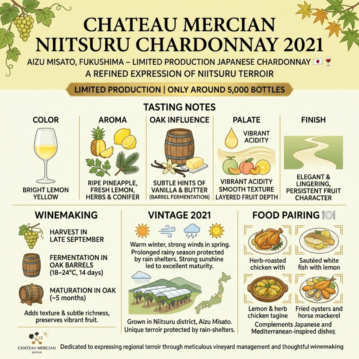 Château Mercian Estate Reserve Niitsuru Chardonnay 2021 750ml ABV.12% - TFD (Tokyo Fresh Direct)