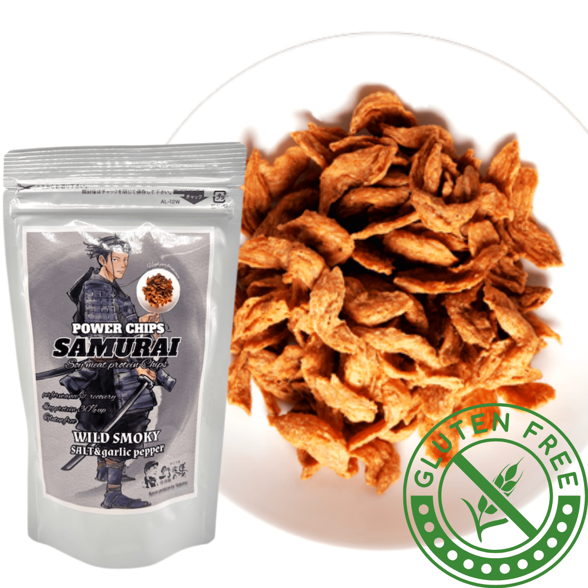 JFC POWERCHIPS SAMURAI Soy Chips Smoked Pepper & Garlic - Tokyo Fresh Direct