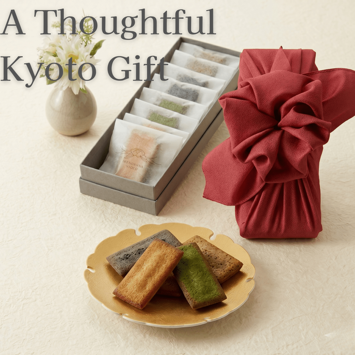 Kyoto Financier 8pcs Assorted with Furoshiki Bag - TFD (Tokyo Fresh Direct)