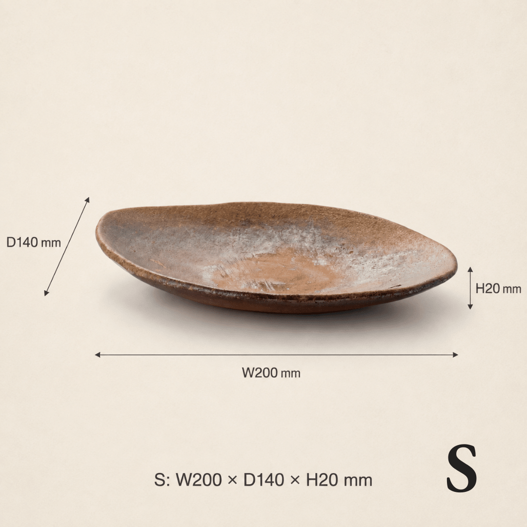 [Made to Order] ATOBUGAMA ONIBIZEN OVAL Hand-Shaped Bizen Ware Plate SS~L - TFD (Tokyo Fresh Direct)