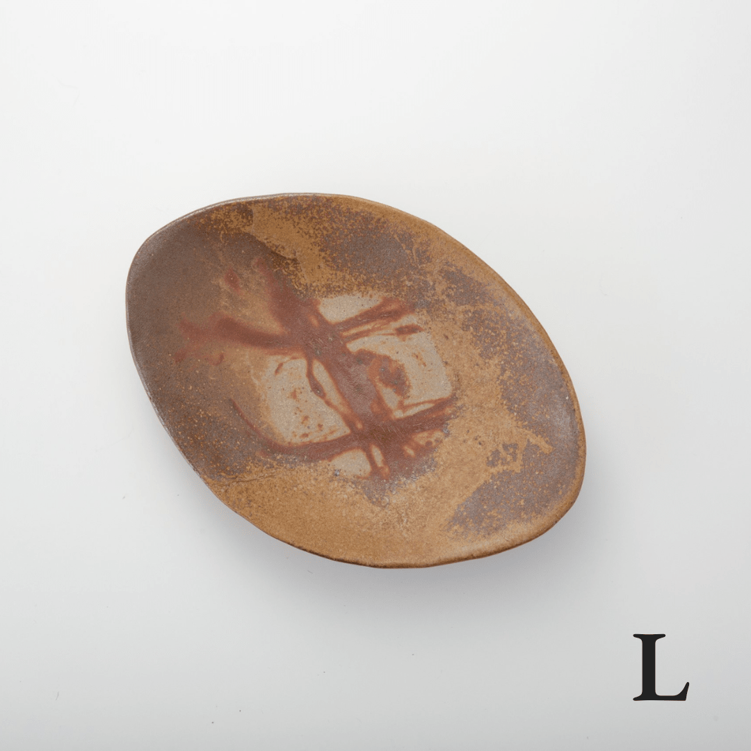 [Made to Order] ATOBUGAMA ONIBIZEN OVAL Hand-Shaped Bizen Ware Plate SS~L - TFD (Tokyo Fresh Direct)