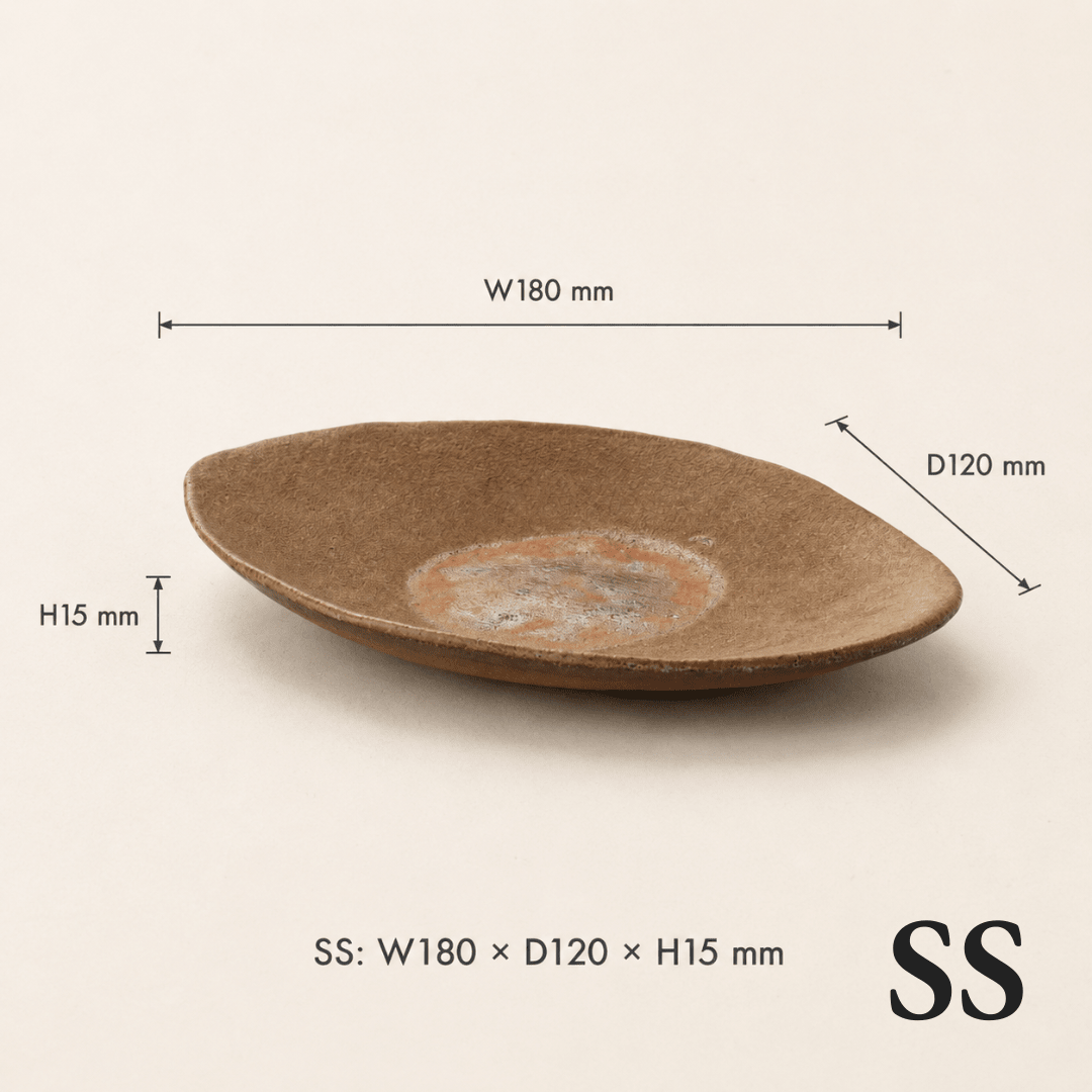 [Made to Order] ATOBUGAMA ONIBIZEN OVAL Hand-Shaped Bizen Ware Plate SS~L - TFD (Tokyo Fresh Direct)