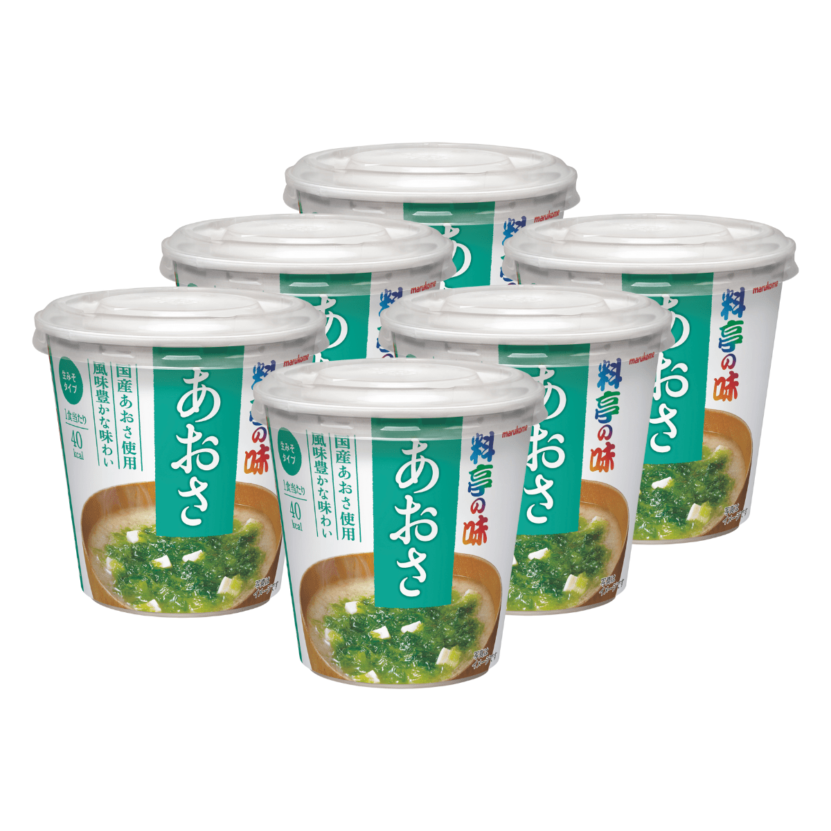 Marukome Instant Cup Miso Ryotei no Aji - Aosa Seaweed Bundle of 6 - Tokyo Fresh Direct