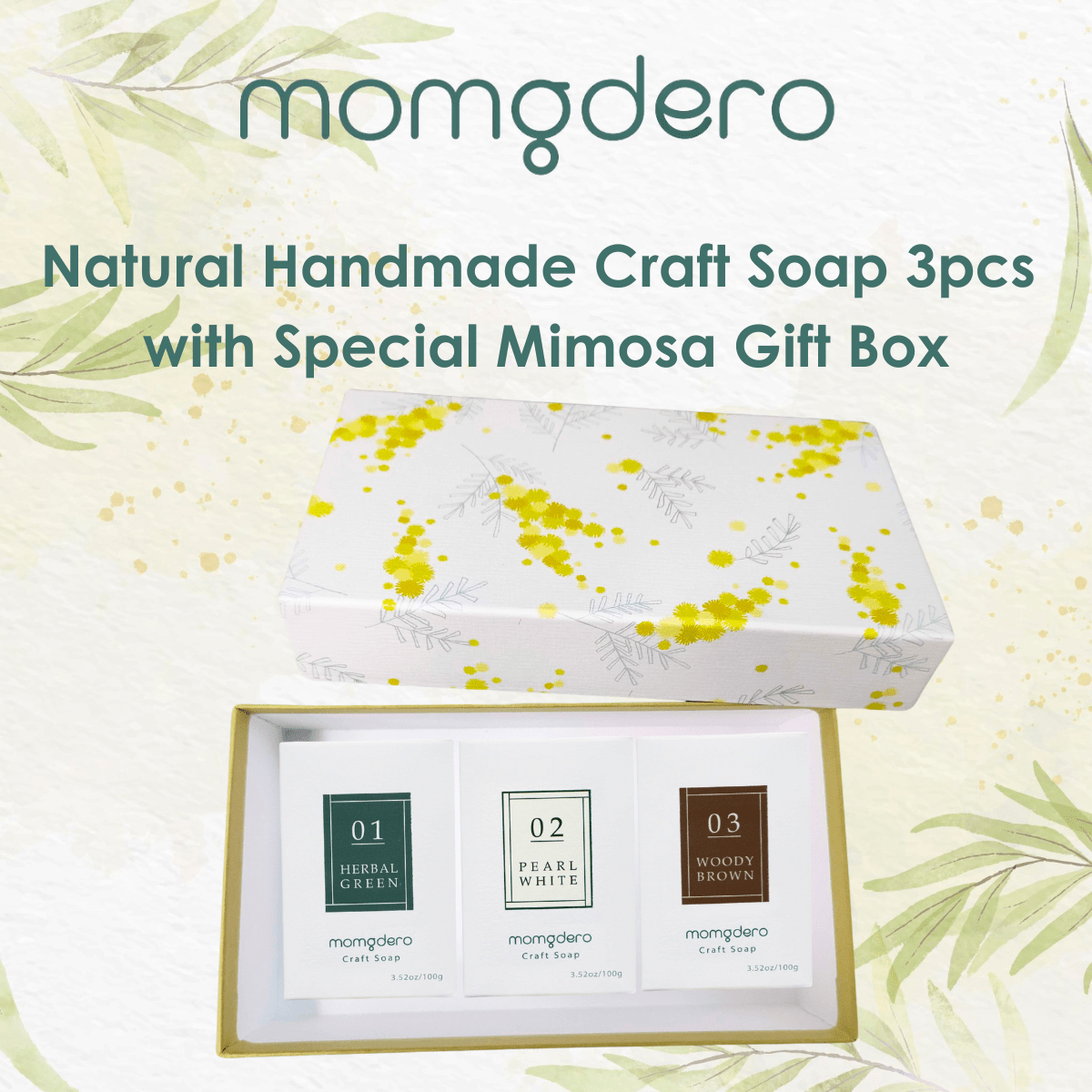 [Only 8 boxes]Natural Handmade Craft Soap 3pcs with Special Mimosa Gift Box - Tokyo Fresh Direct