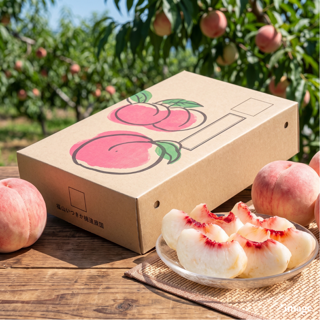 "Sakura White Peach (Giftbox/2L-size/Top Grade)", The Firm-Fleshed Finale of Fukushima’s Peach Season, Approx.2kg(6pcs) | Delivery: 4th~5th Sep - TFD (Tokyo Fresh Direct)