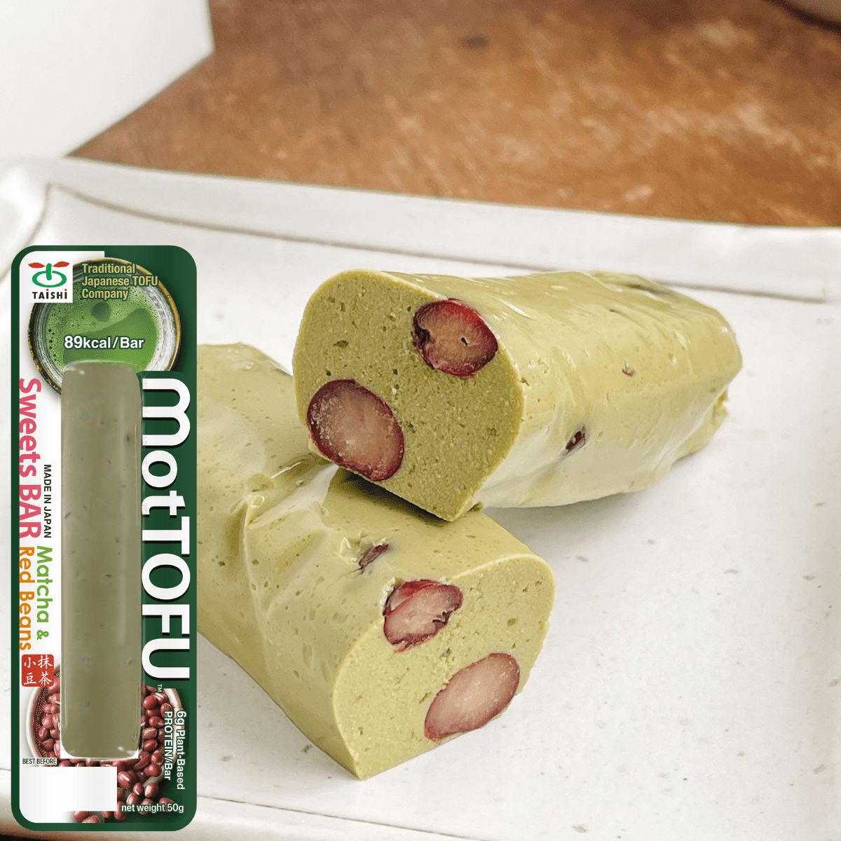 TAISHI FOODS MotTOFU Protein Dessert Bar Matcha Red Bean - TFD (Tokyo Fresh Direct)