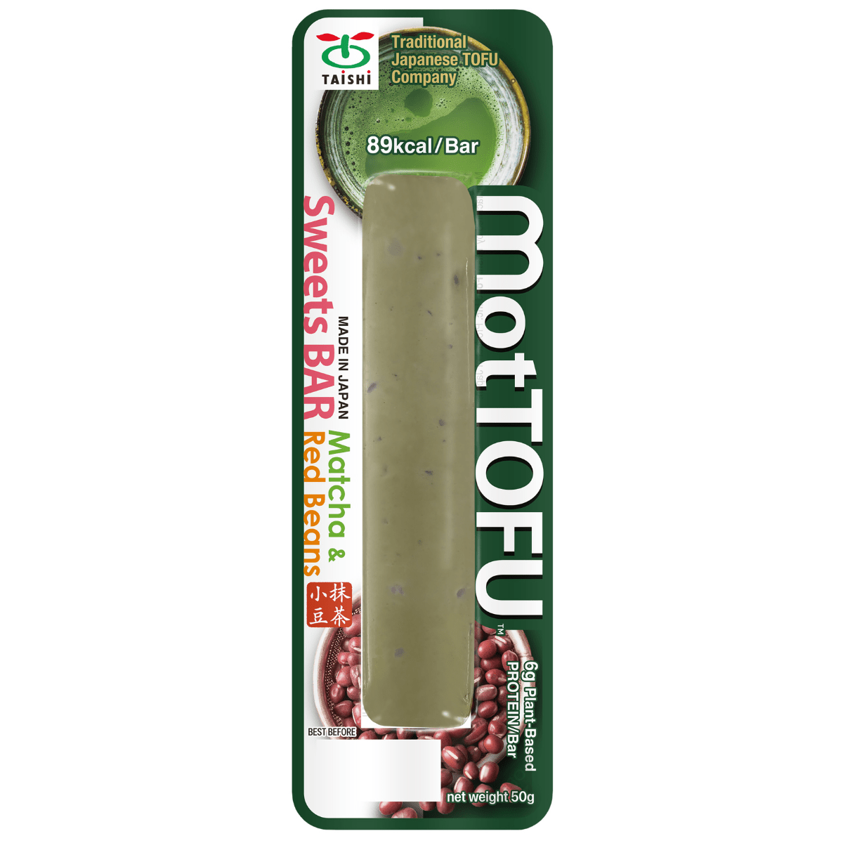 TAISHI FOODS MotTOFU Protein Dessert Bar Matcha Red Bean - TFD (Tokyo Fresh Direct)