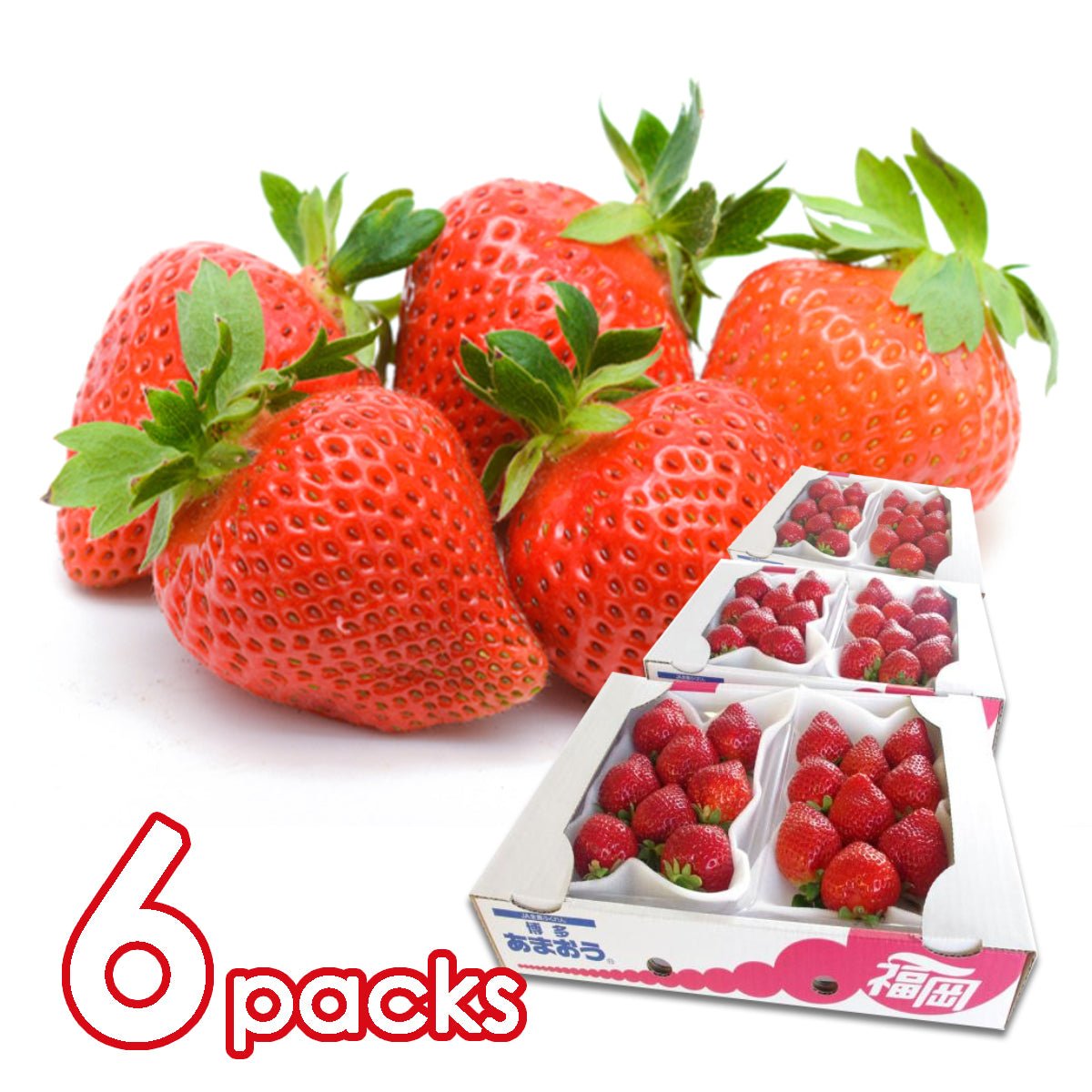 Hakata Amaou Strawberry (270g x 6 packs) - Tokyo Fresh Direct